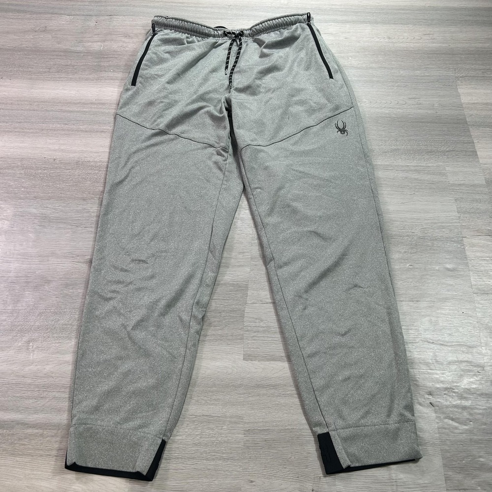 Spyder Track Pants Mens Medium Gray Jogger Elastic Waist Zip Pockets ProWEB‎